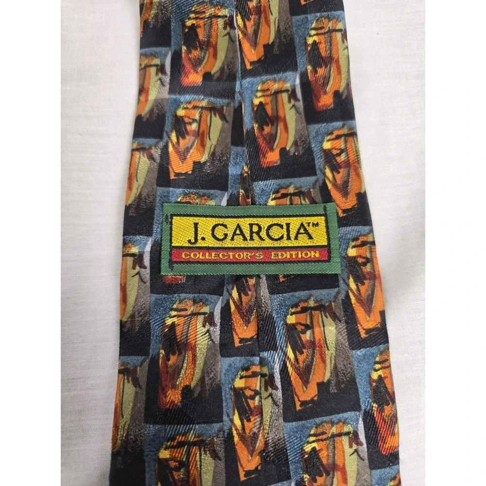 Vintage J Garcia Tie Mens Abstract Art 100% Silk Hand‎ Sewn USA Stonehenge
